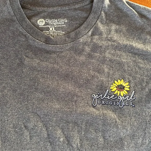 Girlie Girl Originals Sunflower American Flag Graphic Tee XL Navy USA Shirt - Picture 5 of 5